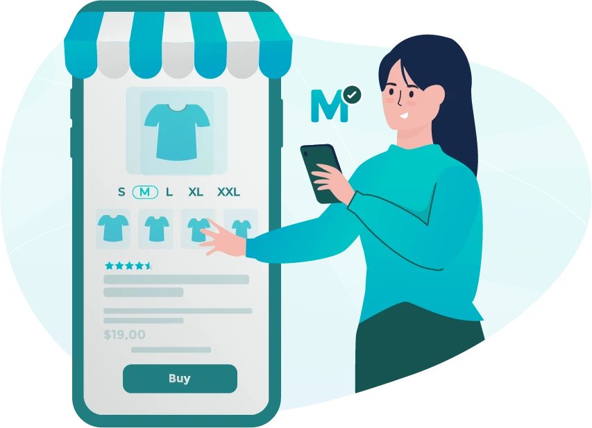 Vestofy shopper sizing flow
